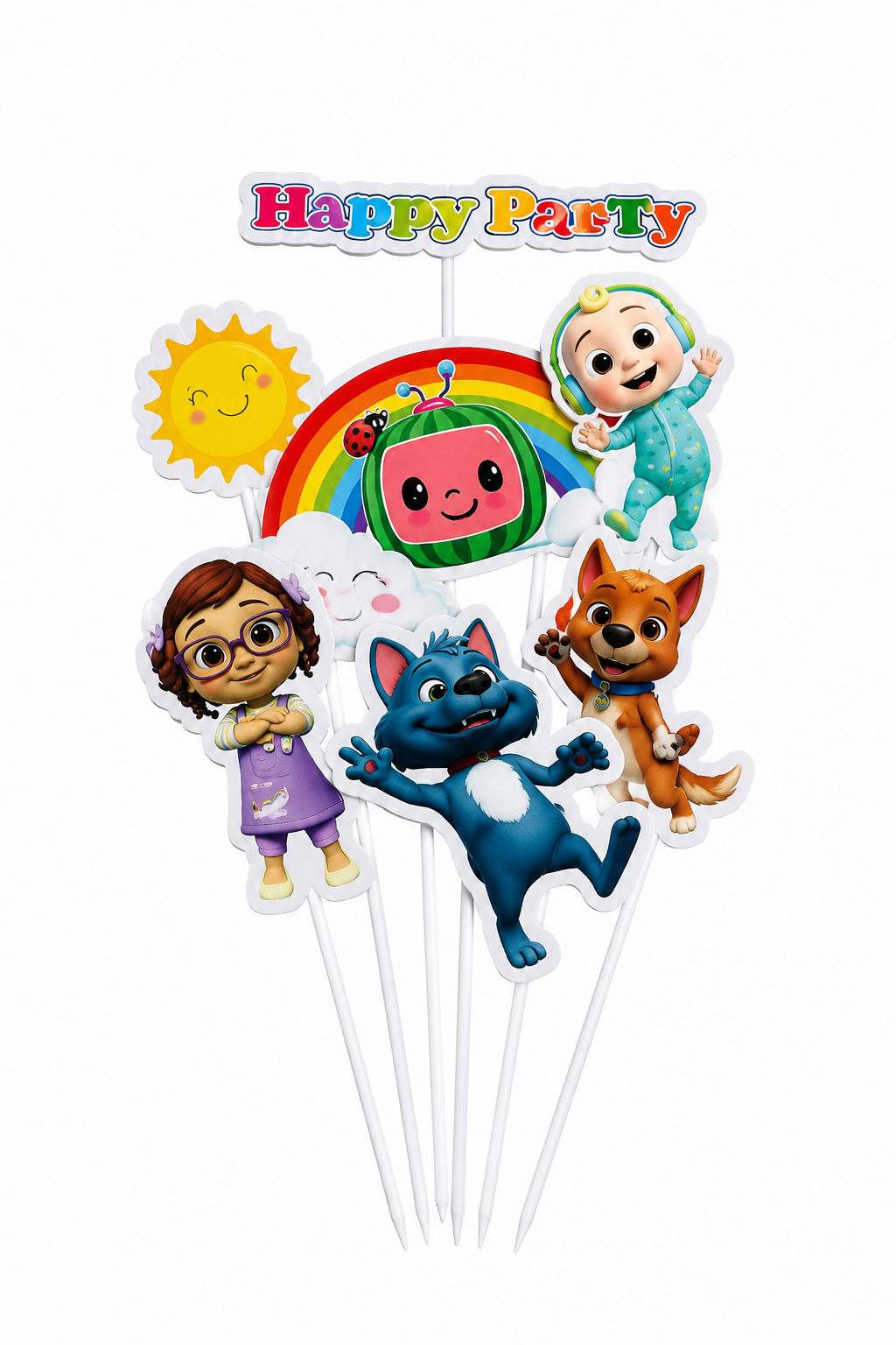 6 Pcs Cocomelon Cake Toppers for Cake Decorating – Kids Birthday Party Cake Decorations