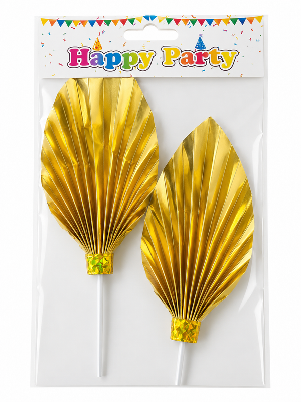 Golden Palm Leaf Cake Decoration | Artificial Metallic Leaf for Luxury Cakes & Dessert Styling