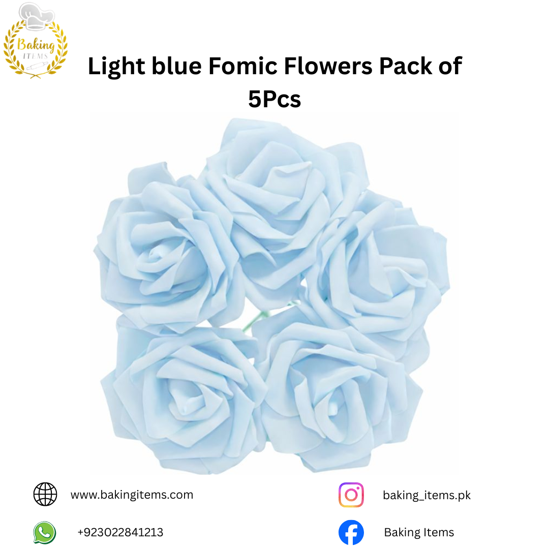 Light Blue Fomic Flowers – Pack of 5