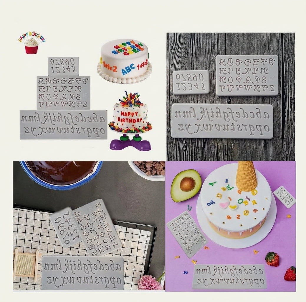 Uppercase, Lowercase & Number Silicone Mold – Letter & Number Chocolate, Fondant Mold