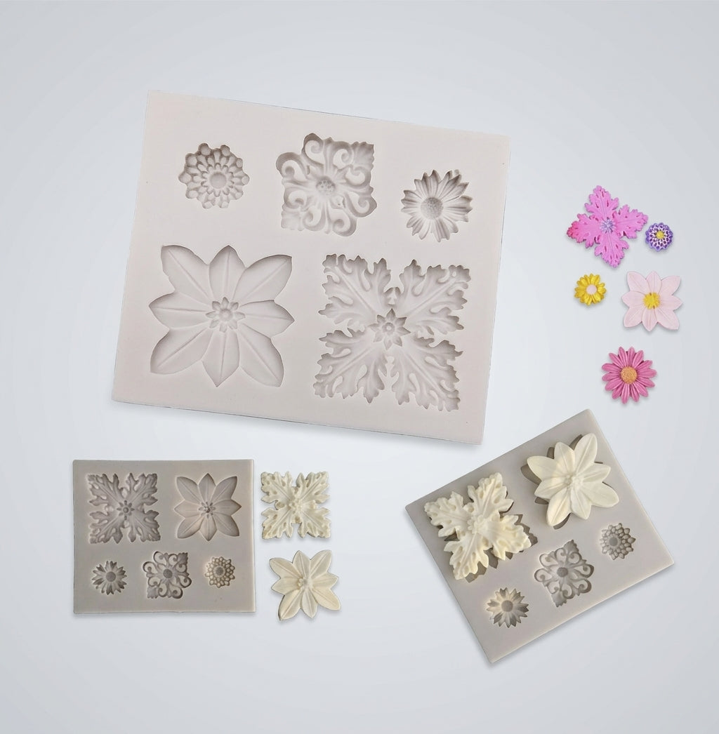 5 Cavity Bunch Silicone Mold – Flower & Chocolate Decoration Mold