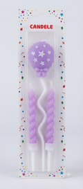 Purple Spiral & Balloon Candle Set | Birthday Cake Candles for Party Decoration