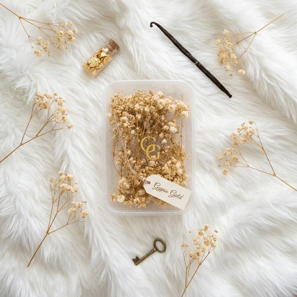 Golden Dried Baby Breath | Preserved Gypsophila Flowers for Cake Decoration & Event Styling