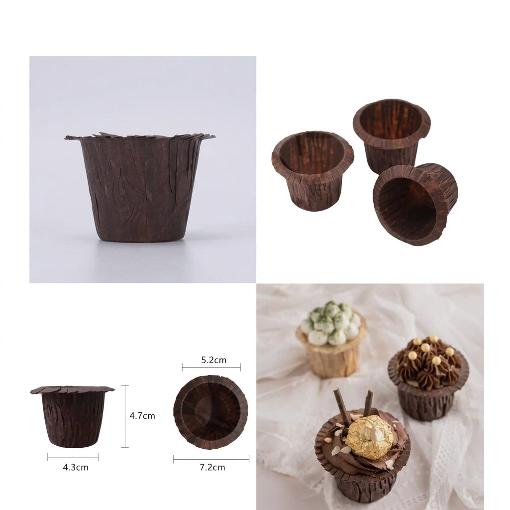 Brown Bucket Cupcake Liners Pack of 30 Pcs – Baking Cups for Cupcakes & Desserts