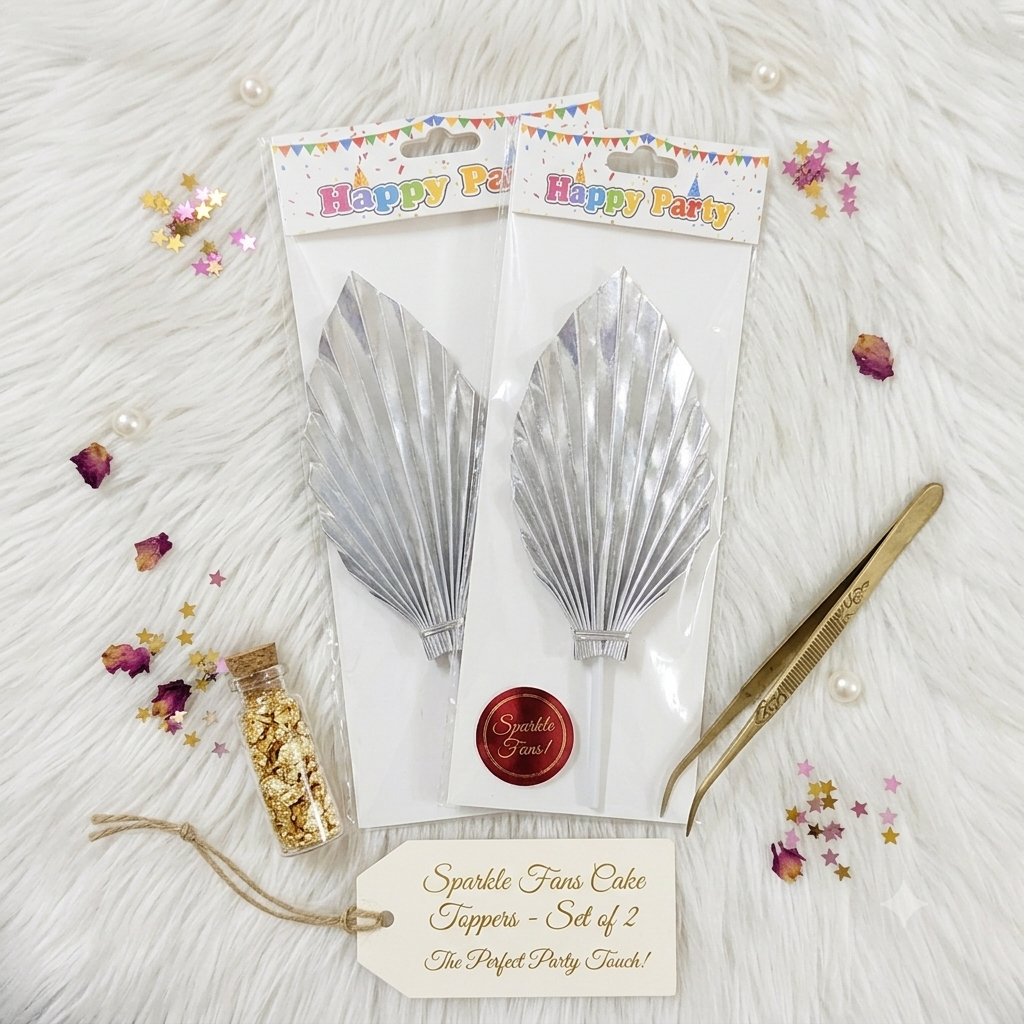 Silver Palm Leaf Cake Decoration | Artificial Metallic Leaf for Luxury Cakes & Dessert Styling