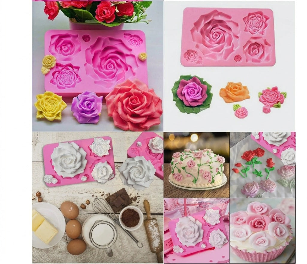 5 Cavity Rose Silicone Mold – Floral Chocolate, Fondant & Candy Mold