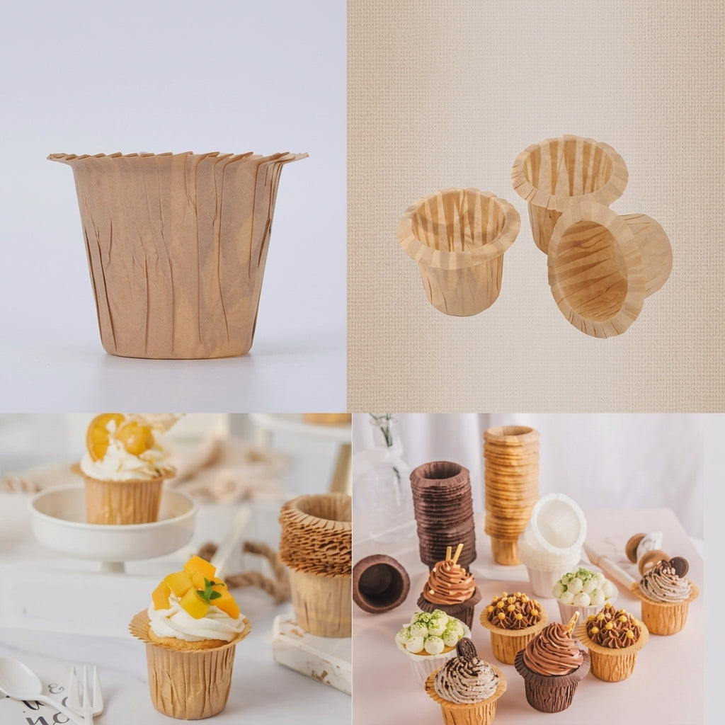 Beige Bucket Cupcake Liners Pack of 10 Pcs – Baking Cups for Cupcakes & Desserts
