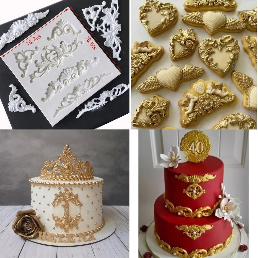 Baroque Silicone Mold – Elegant Fondant, Chocolate & Gum Paste Decoration Mold