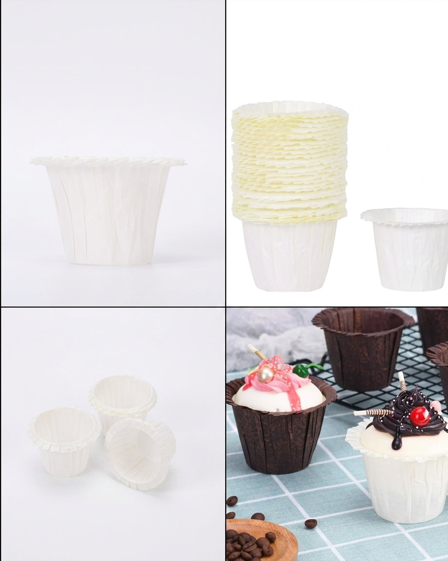 White Bucket Cupcake Liners Pack of 30 Pcs – Baking Cups for Cupcakes & Desserts