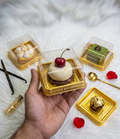 Golden Square Box with Transparent Lid | Multipurpose Cake & Dessert Packaging Box