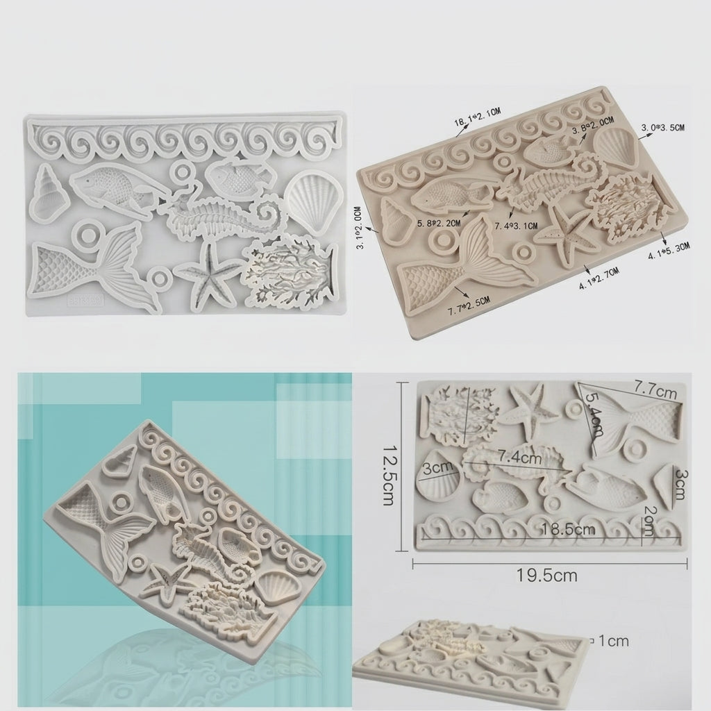 Sea Theme Silicone Mold – Ocean & Beach Cake Decoration Mold