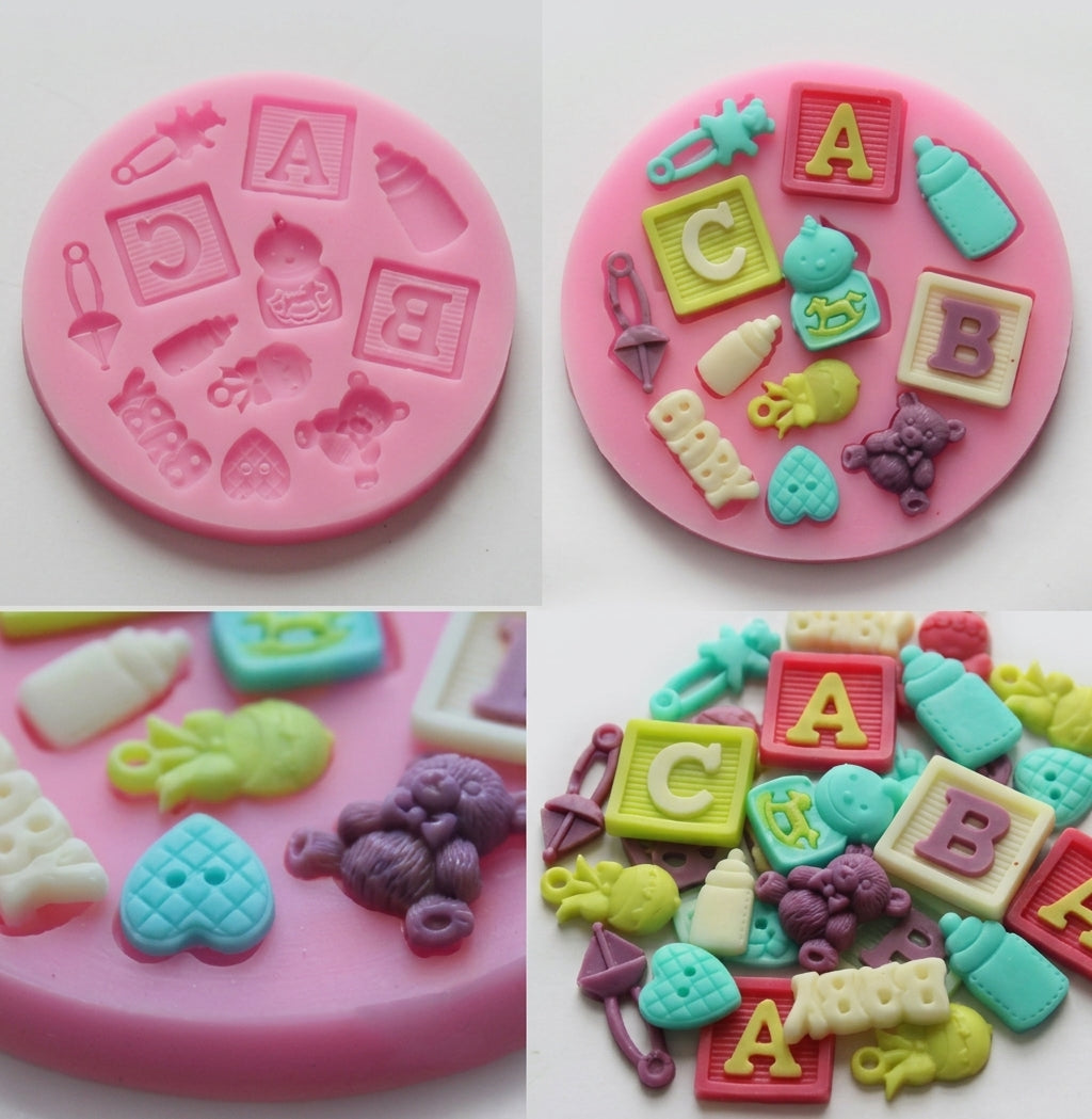 Baby Theme Silicone Mold Design 3 – Baby Shower Cake & Fondant Decoration Mold