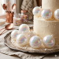White Crystal Faux Ball Cake Toppers – Elegant Shimmering White Cake Decoration Balls