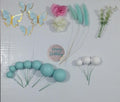 Teal Faux Ball Cake Topper Set with Butterflies & Flowers