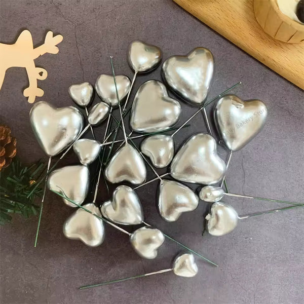 Silver Heart Faux Pack Of 20 Pcs