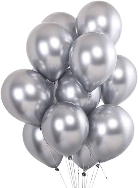 Silver Metallic Balloon Pack Of 12 Pcs