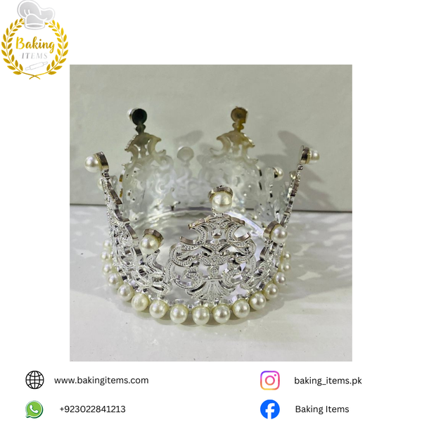Silver Pearl Crown – Royal Elegance for Every Cake