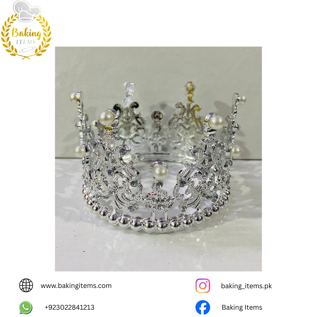 Silver Pearl Crown – Graceful Cake Topper