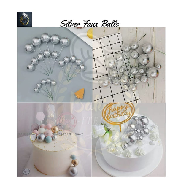 Silver Faux Balls Pack Of 5 Pcs