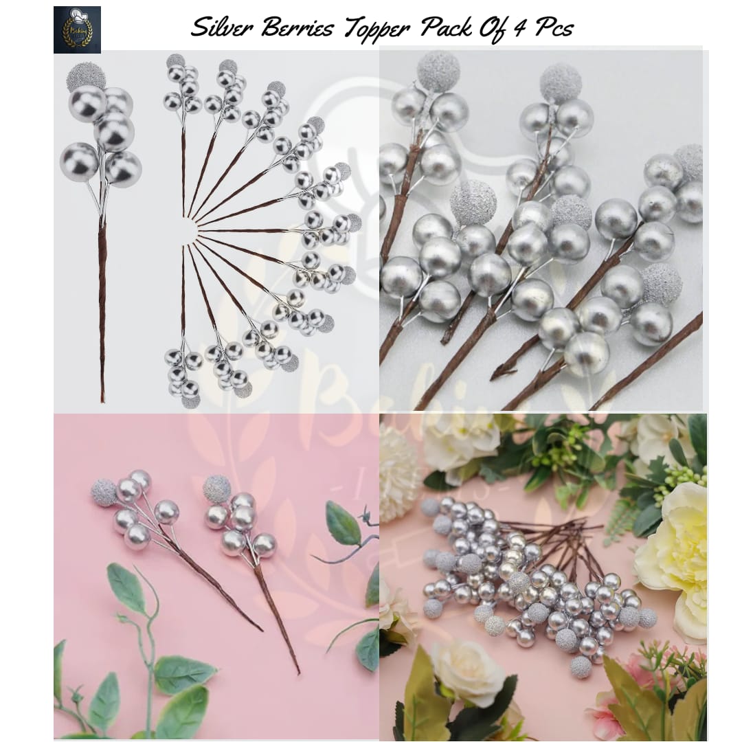 Silver Berries Topper Pack Of 4