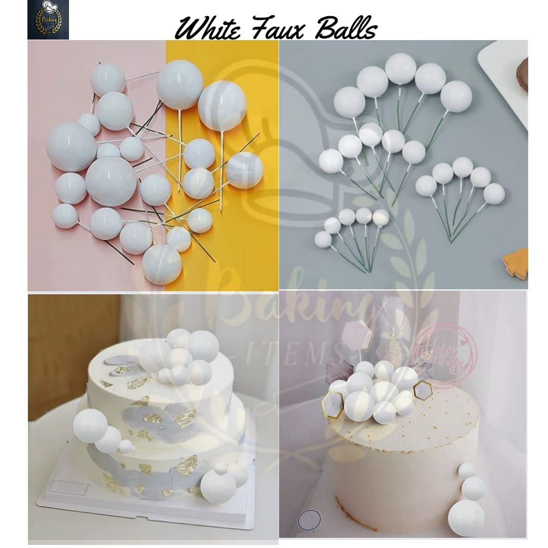 White Faux Balls Pack Of 20 Pcs