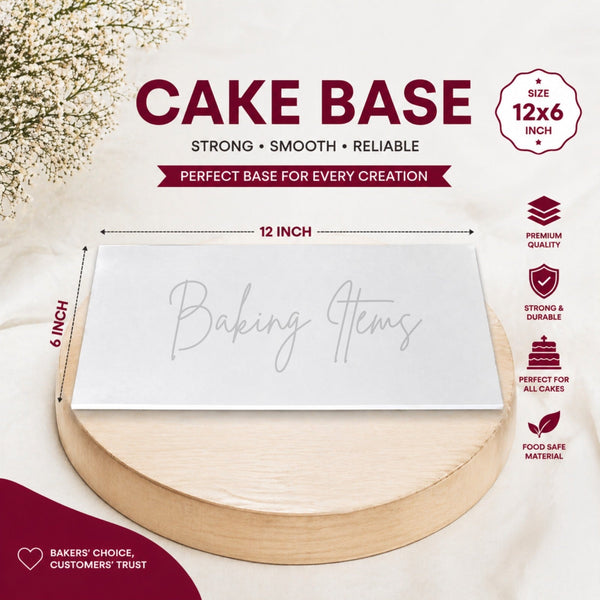 12x6 Rectangle Cake Base | Strong Cake Board for Cake Support & Presentation