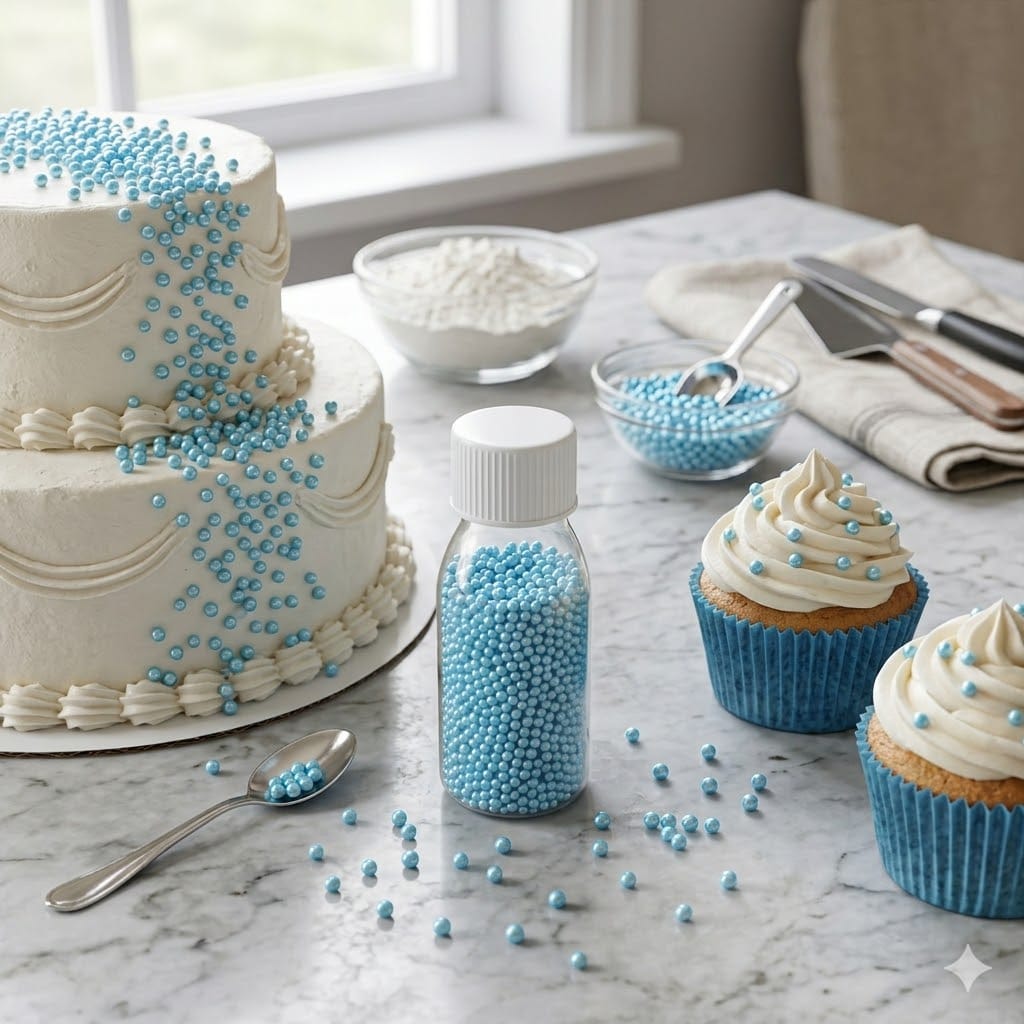 Mini Blue Pearls Sprinkles 25g Bottle