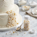White & Light Golden Mix Pearls Sprinkles 25g Bottle