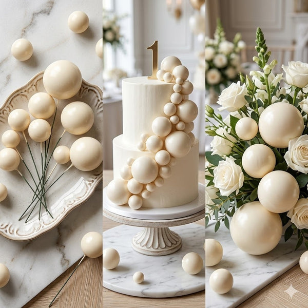 Coffee Color Faux Ball Cake Toppers (20 Piece Pack) – Elegant Brown & Mocha Cake Decoration Balls