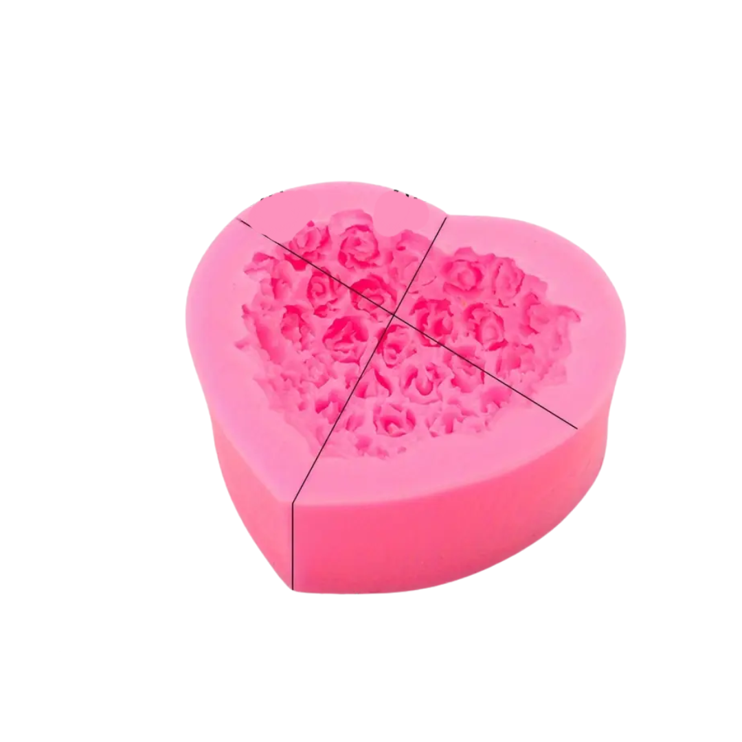 Rose Heart Silicone Mold – Floral Heart Fondant, Chocolate & Cake Decoration Mold