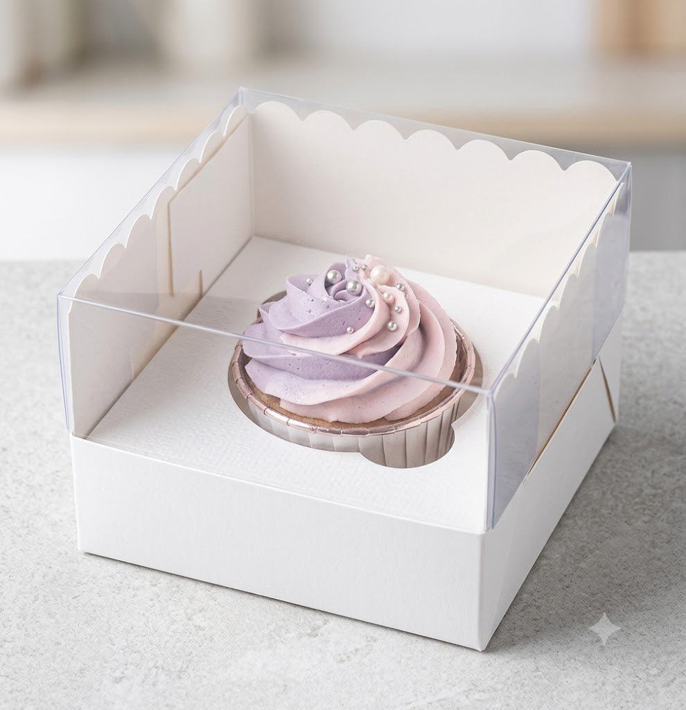 1 Cupcake Transparent Lid Box – Premium Clear Lid Single Cupcake Packaging Box