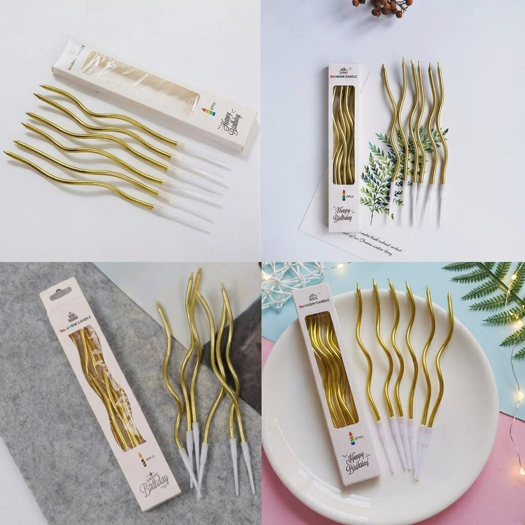 Golden Curve Candles – Decorative Birthday & Party Cake Candles