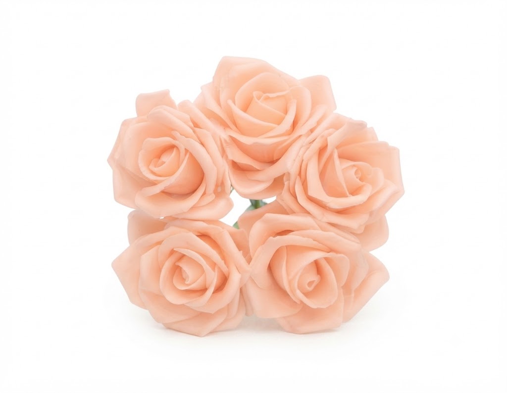 Peach Fomic Flowers – Pack of 5 Decorative Artificial Flowers for Cake Decorating & DIY Crafts