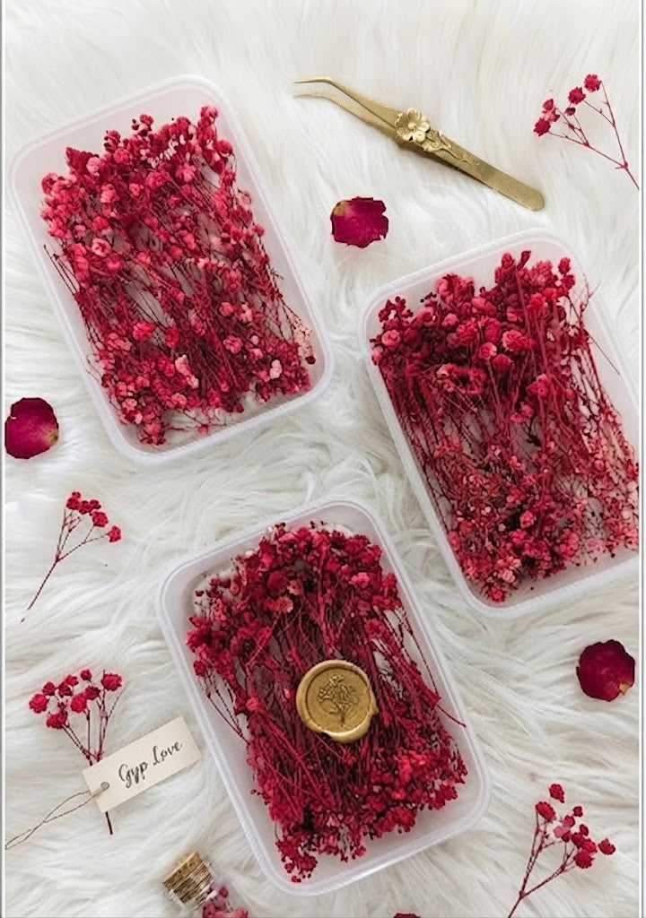 Red Dried Baby's Breath Flowers – Preserved Gypsophila for Cake Decoration, Floral Arrangements & DIY Crafts