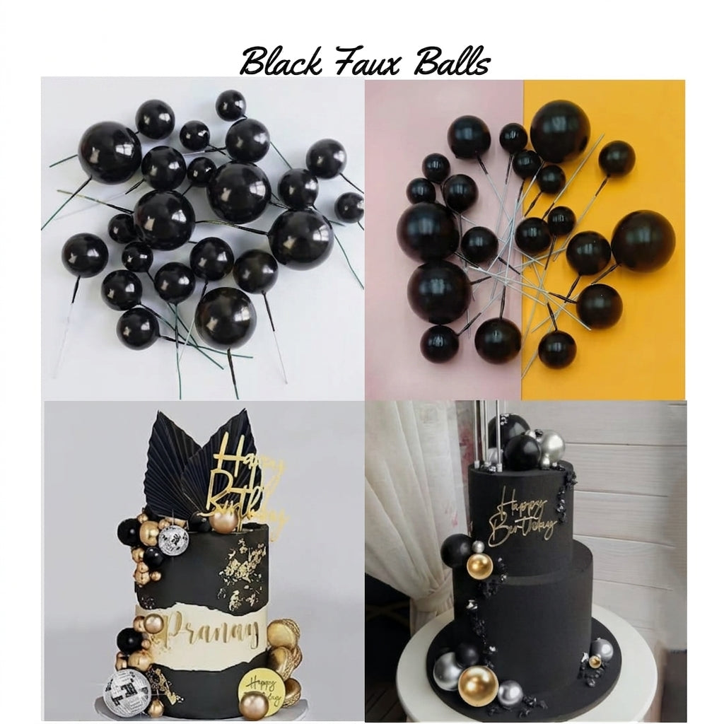 Black Faux Balls Pack of 5 Pcs – Decorative Craft & Party Accessories