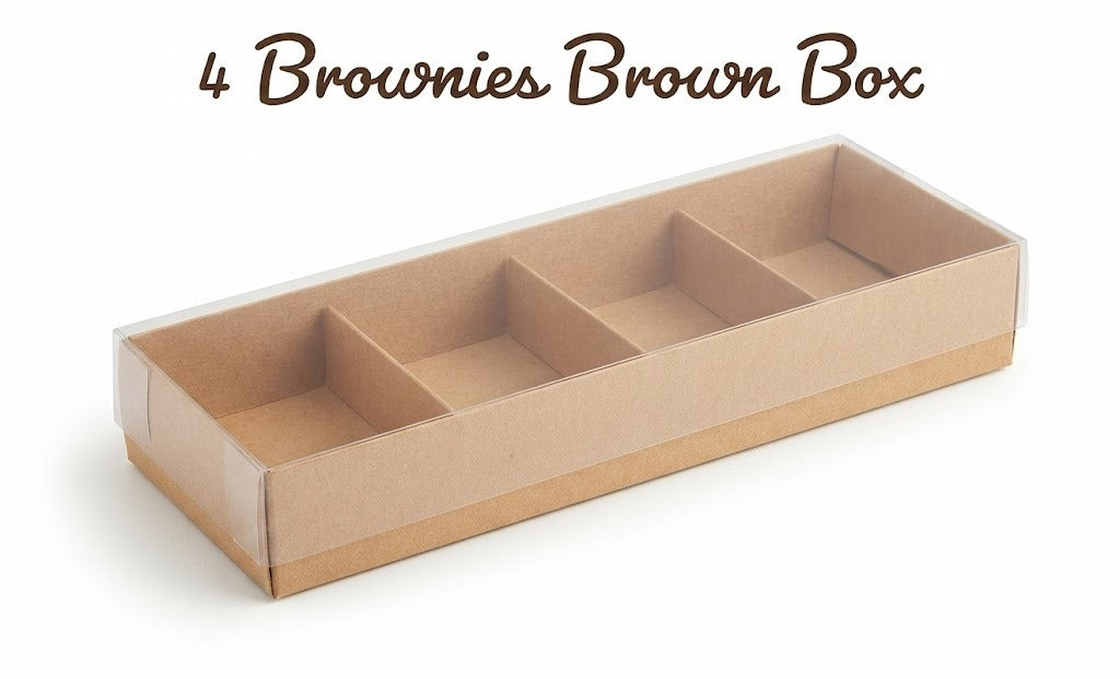 4 Cavity Brown Brownies Box – Premium Kraft Packaging Box for Brownies, Desserts & Bakery Treats