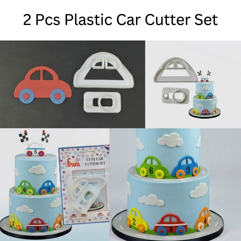 2 Pcs Plastic Car Cutters – Fondant & Cookie Decorating Set
