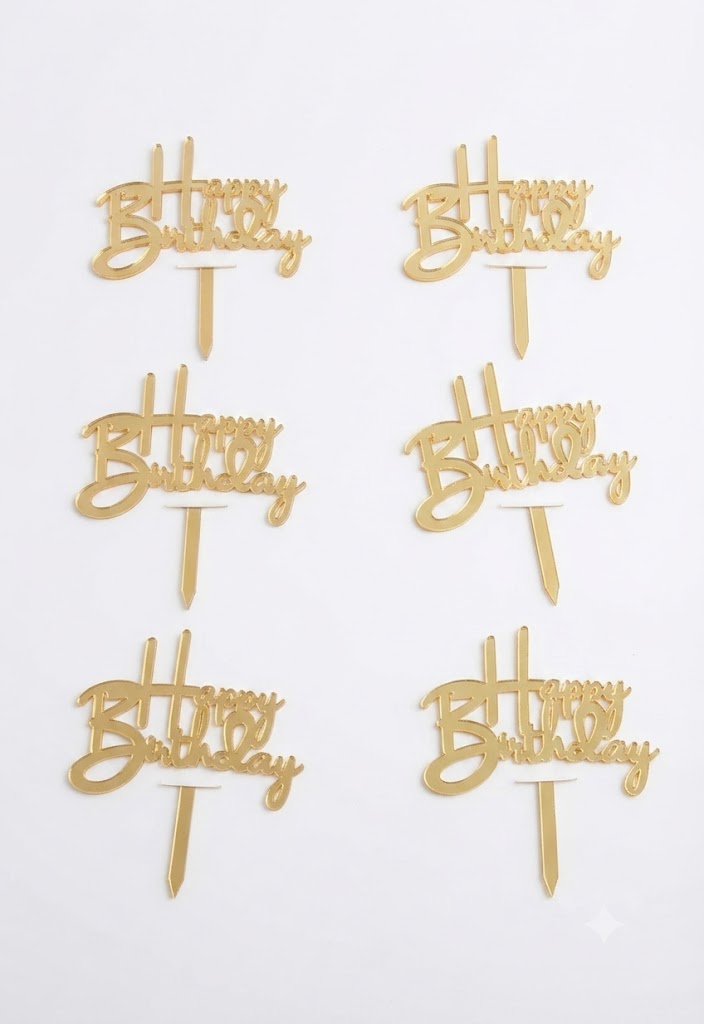 6 Pcs Happy Birthday Mini Cake Toppers for Cake Decorating – Premium Birthday Cake Decorations