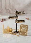 Umrah Mubarak Gold Acrylic Cake Topper Set for Cake Decorating – Premium Islamic Celebration Decoration