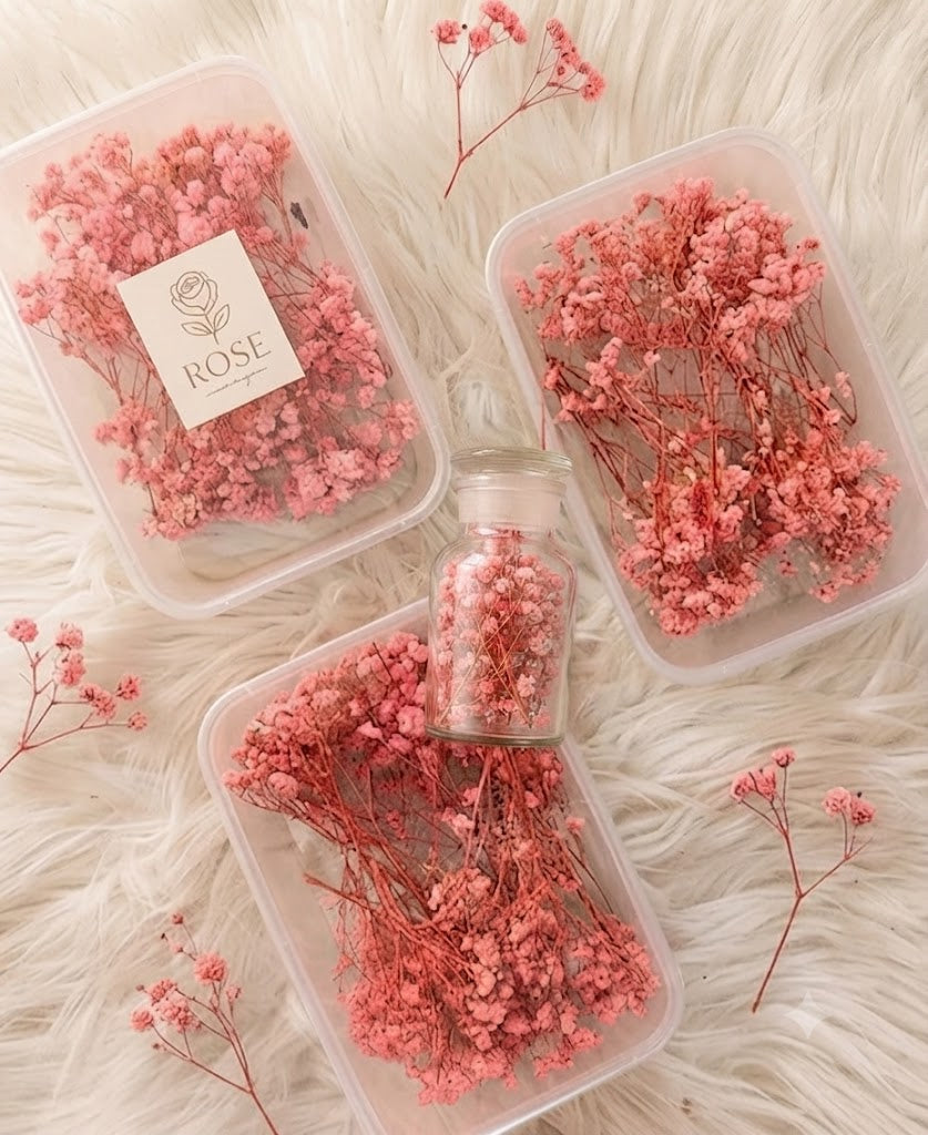 Pink Dried Baby's Breath Flowers – Preserved Gypsophila for Cake Decoration, Floral Arrangements & DIY Crafts