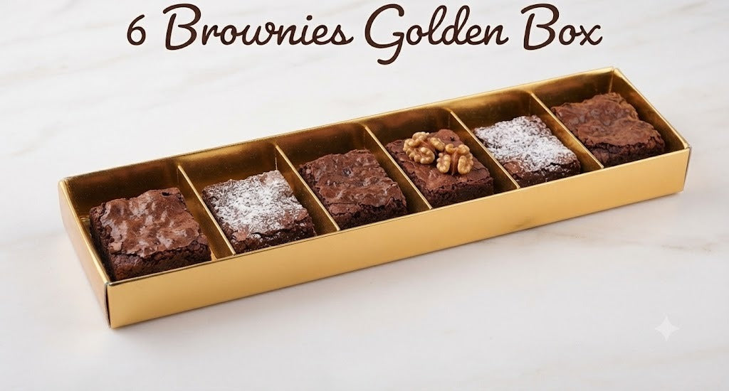 6 Cavity Golden Brownies Box – Premium Gift Packaging Box for Brownies, Desserts & Bakery Treats