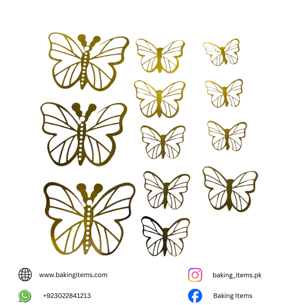 White Butterfly with Golden Edges – Pack of 12 Pieces