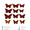 Red Butterfly with Golden Texture – Pack of 12 Pieces