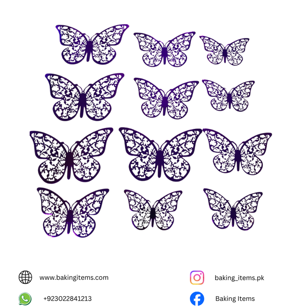 White Butterfly with Purple Texture – Pack of 12 Pieces