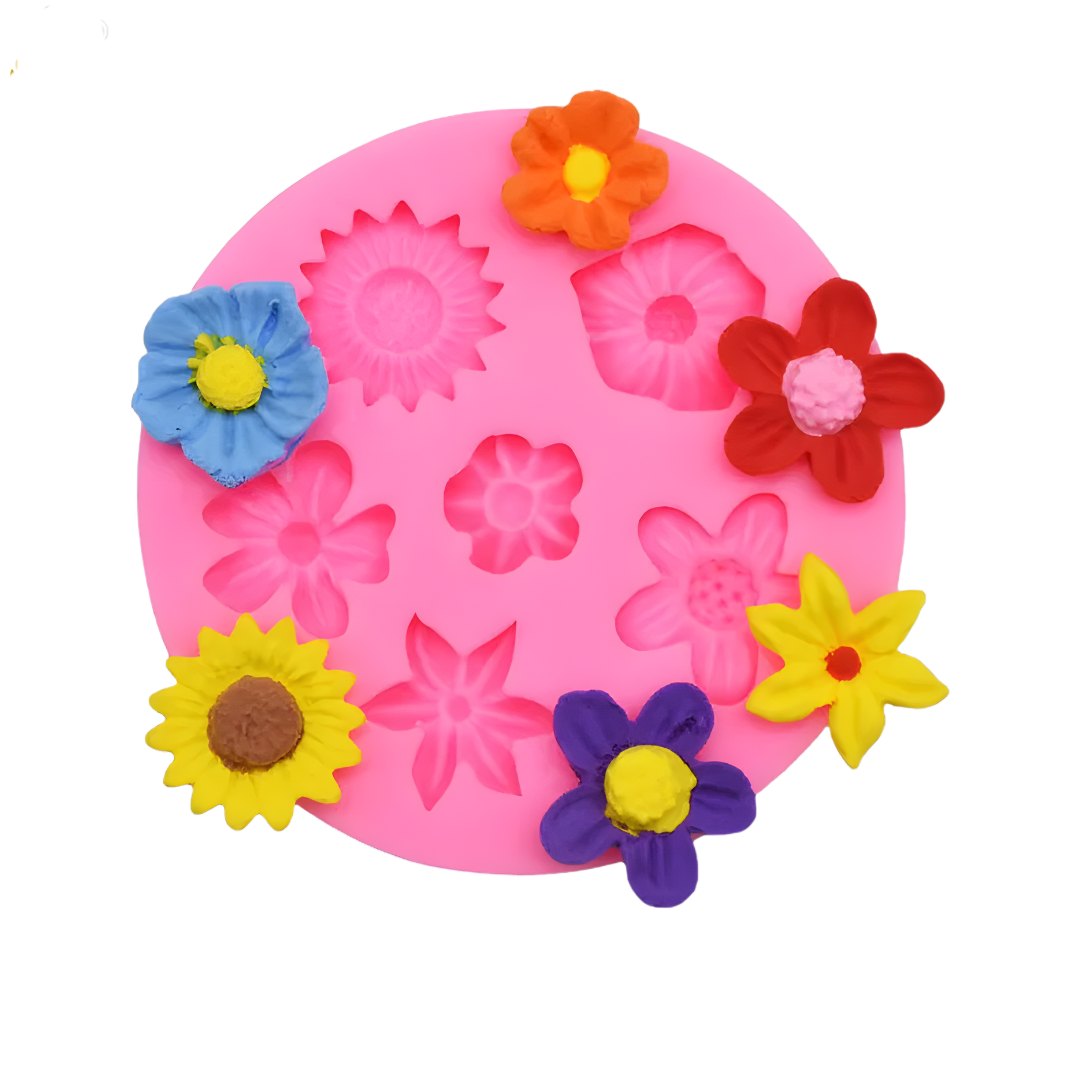 6 Cavity Flower Silicone Mold – Floral Fondant, Chocolate & DIY Craft Mold