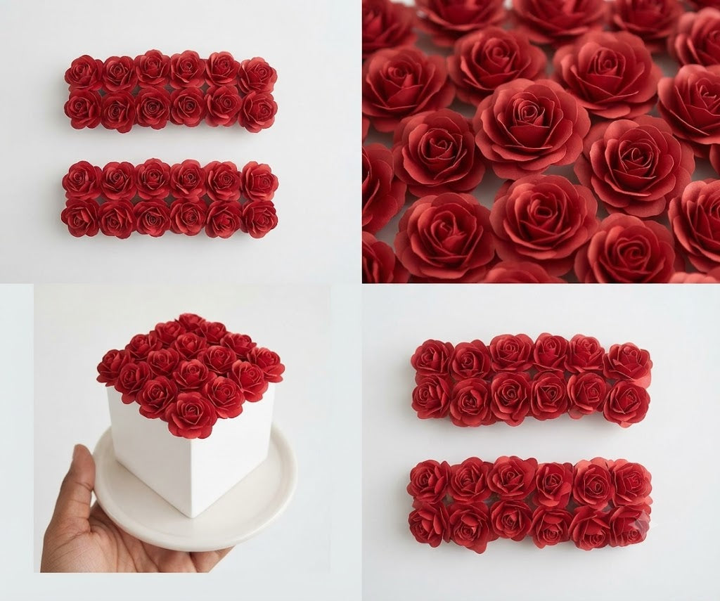 Mini Red Fomic Flowers – Pack of 12 Decorative Artificial Flowers for Cake Decorating & DIY Crafts