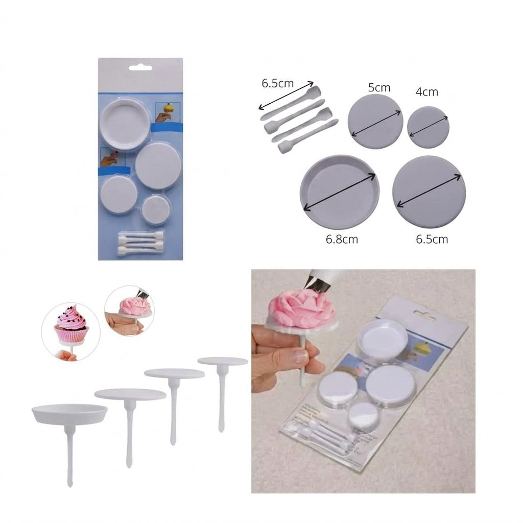 4 Pcs Plastic Flower Nail Set – Cake Decorating Tools for Buttercream Flowers