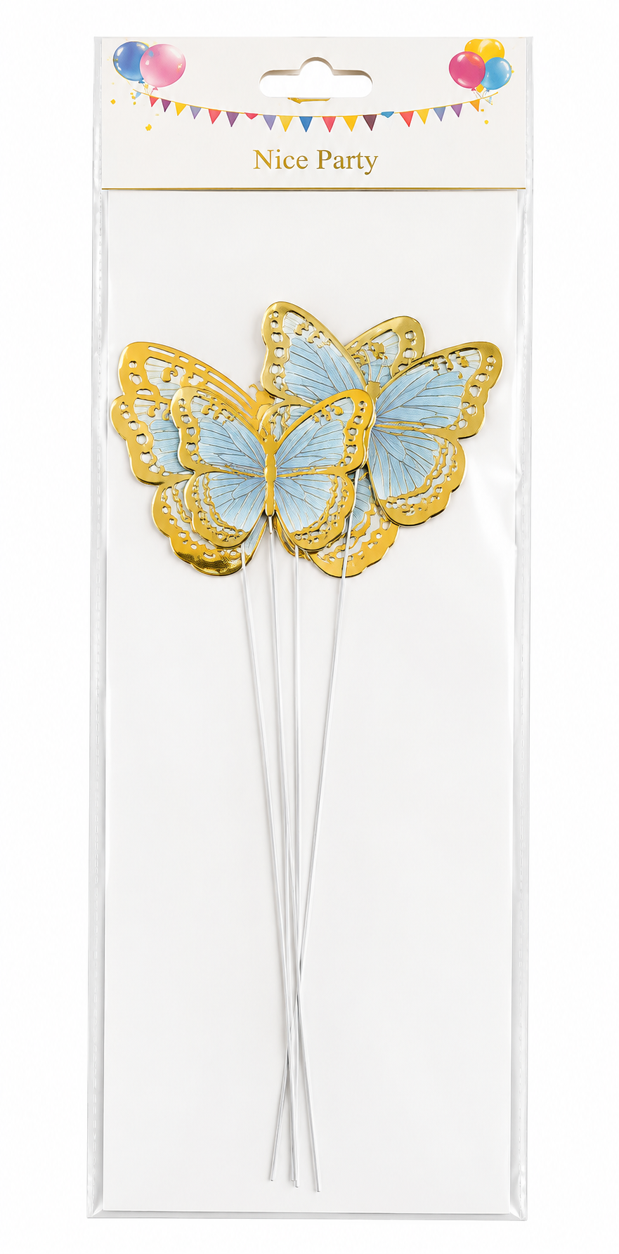 6 Pcs Blue Butterfly Stick Cake Toppers for Cake Decorating – Premium Butterfly Cake Decorations