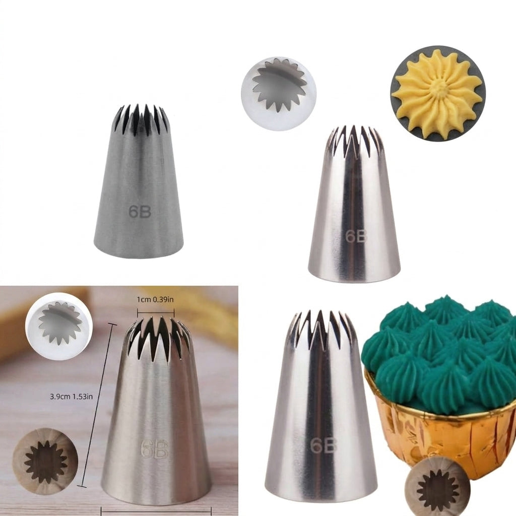 6B Nozzle – Open Star Piping Tip for Textured Swirls & Cake Decoration