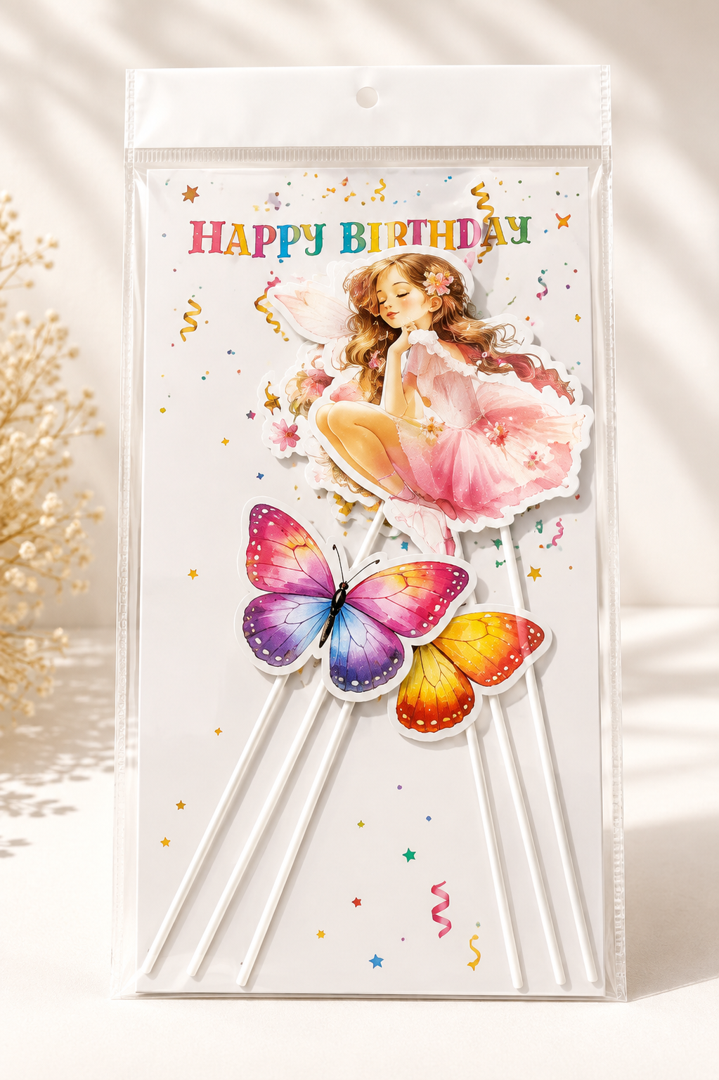 6 Pcs Butterfly Cartoon Cake Toppers for Cake Decorating – Cute Butterfly Birthday Cake Decorations